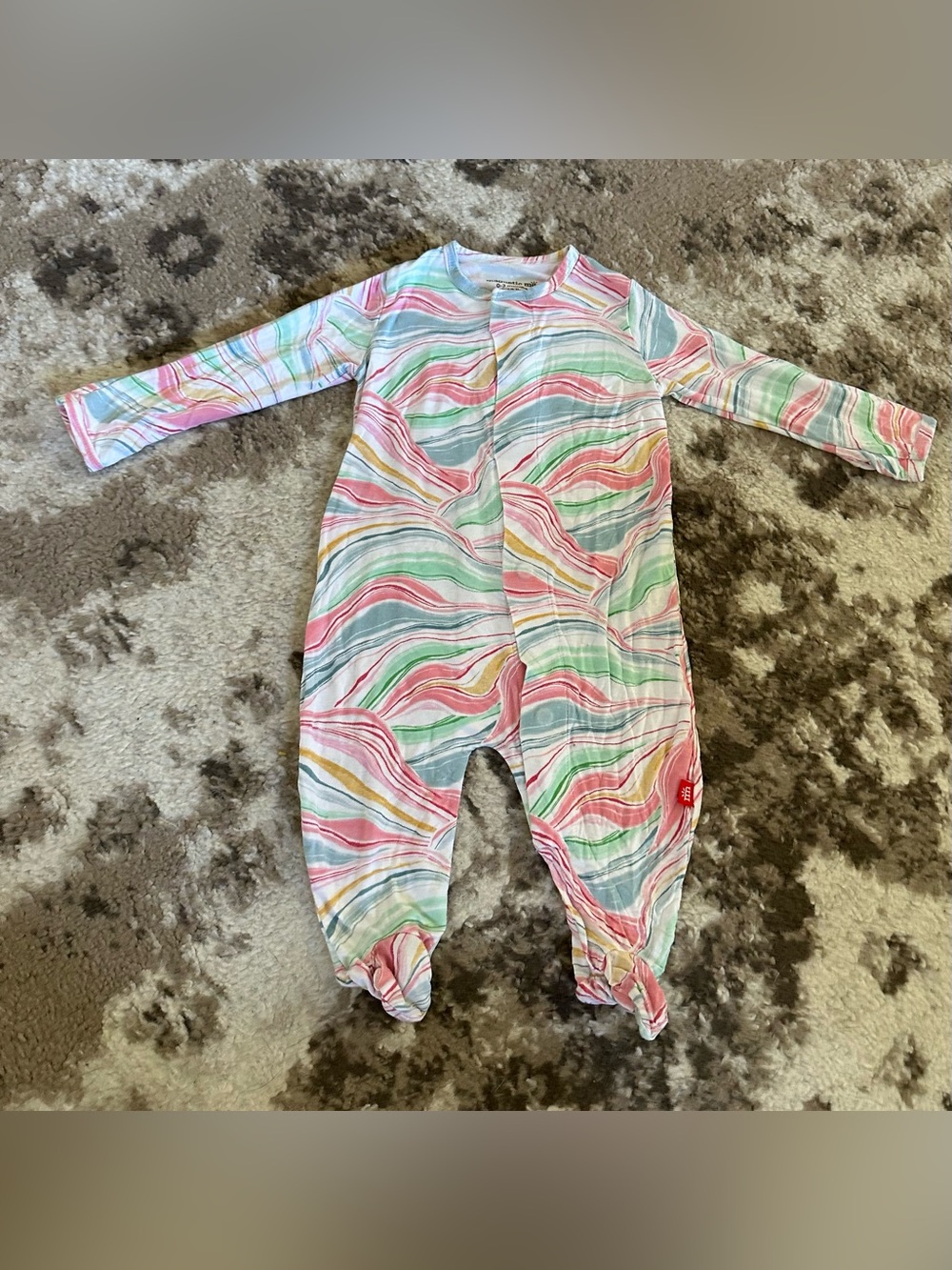 Magnetic Me Pastel Swirl Footed One-Piece - Pink, Green & Blue